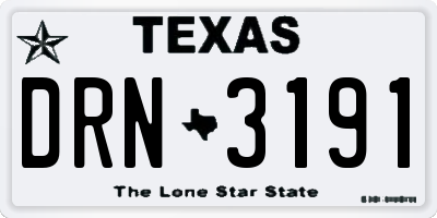 TX license plate DRN3191