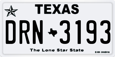 TX license plate DRN3193