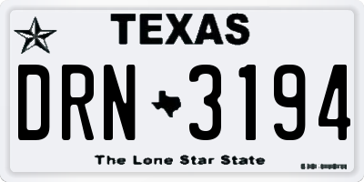 TX license plate DRN3194