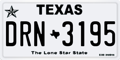 TX license plate DRN3195