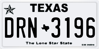 TX license plate DRN3196