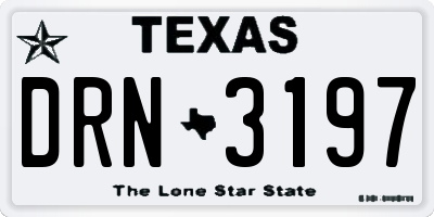 TX license plate DRN3197