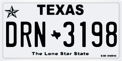 TX license plate DRN3198