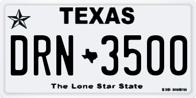 TX license plate DRN3500