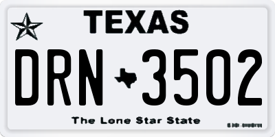 TX license plate DRN3502
