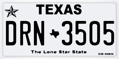 TX license plate DRN3505
