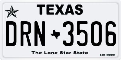 TX license plate DRN3506