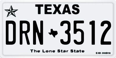 TX license plate DRN3512