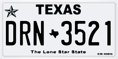 TX license plate DRN3521