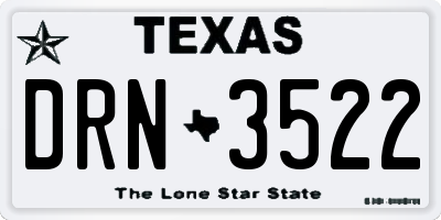 TX license plate DRN3522