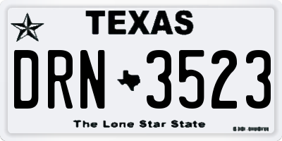 TX license plate DRN3523