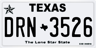 TX license plate DRN3526