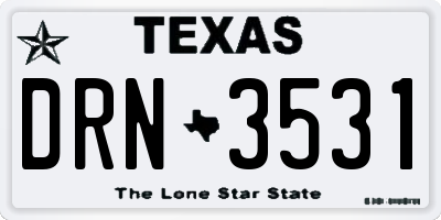 TX license plate DRN3531