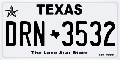 TX license plate DRN3532