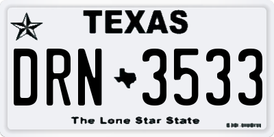 TX license plate DRN3533