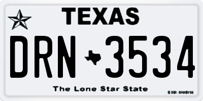 TX license plate DRN3534