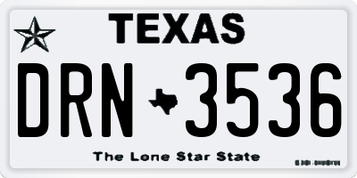TX license plate DRN3536
