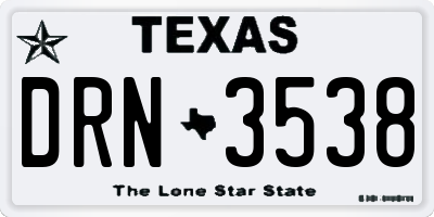 TX license plate DRN3538