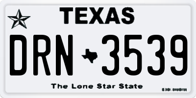 TX license plate DRN3539