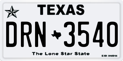 TX license plate DRN3540