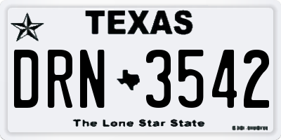 TX license plate DRN3542