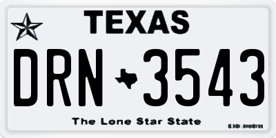 TX license plate DRN3543