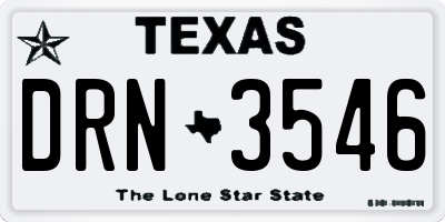 TX license plate DRN3546