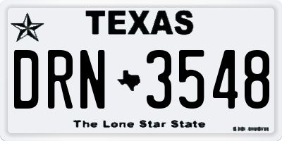 TX license plate DRN3548