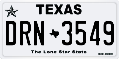 TX license plate DRN3549