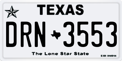 TX license plate DRN3553