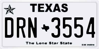 TX license plate DRN3554