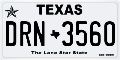 TX license plate DRN3560