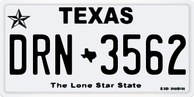 TX license plate DRN3562