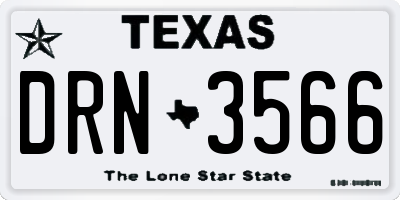 TX license plate DRN3566