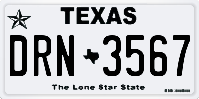 TX license plate DRN3567