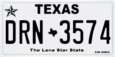 TX license plate DRN3574