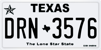 TX license plate DRN3576