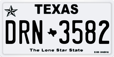 TX license plate DRN3582