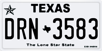 TX license plate DRN3583