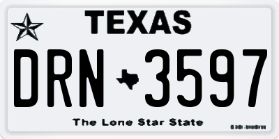 TX license plate DRN3597