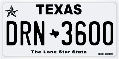 TX license plate DRN3600