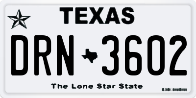 TX license plate DRN3602