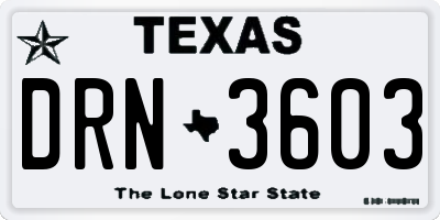 TX license plate DRN3603