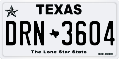 TX license plate DRN3604