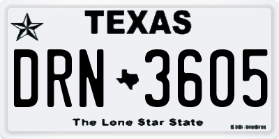 TX license plate DRN3605