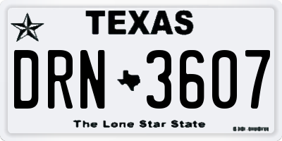 TX license plate DRN3607