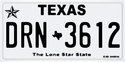 TX license plate DRN3612