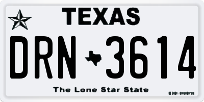 TX license plate DRN3614