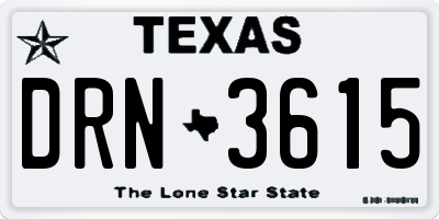 TX license plate DRN3615