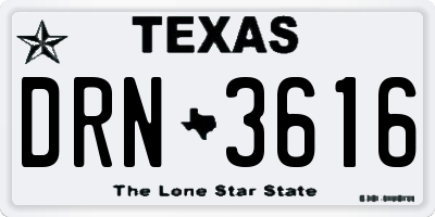 TX license plate DRN3616